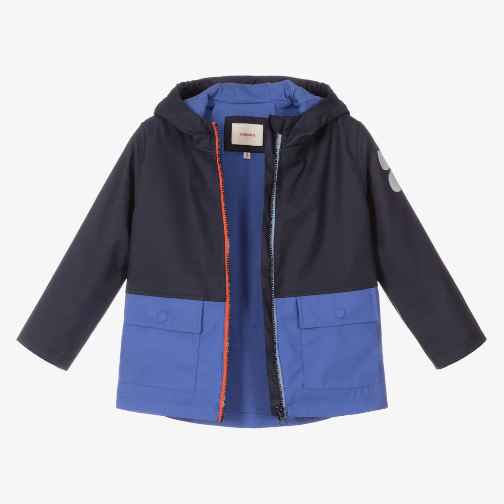 Navy Blue Hooded Raincoat