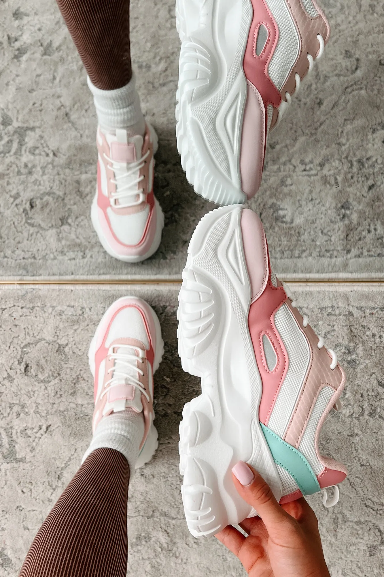 New Kicks Chunky Platform Sneakers (Pink Multi)