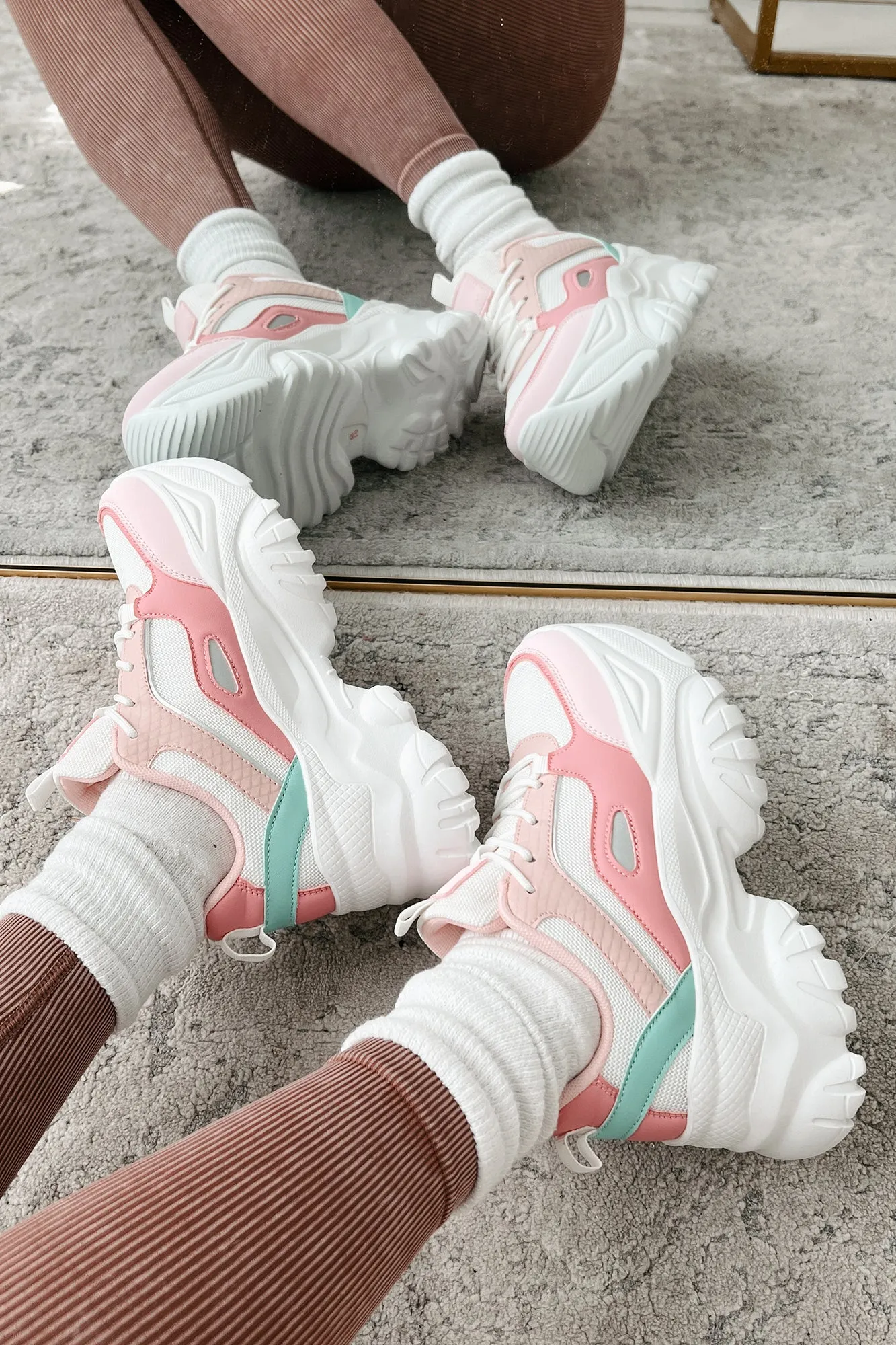 New Kicks Chunky Platform Sneakers (Pink Multi)