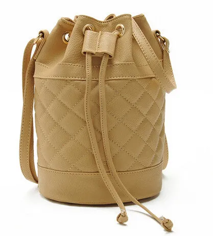 Novel Women Leather Quilted Hbag Bucket Shoulder Messenger Bag Tote Satchel