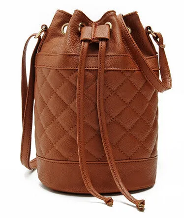 Novel Women Leather Quilted Hbag Bucket Shoulder Messenger Bag Tote Satchel