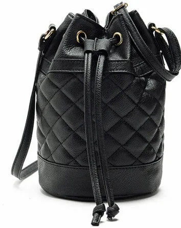 Novel Women Leather Quilted Hbag Bucket Shoulder Messenger Bag Tote Satchel