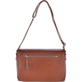 Oily Tan Leather Flap Over Messenger Bag