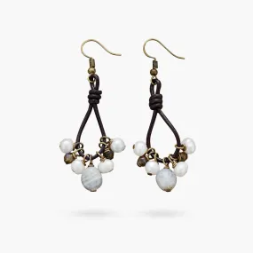 Pearls & Labradorite Leather Earrings