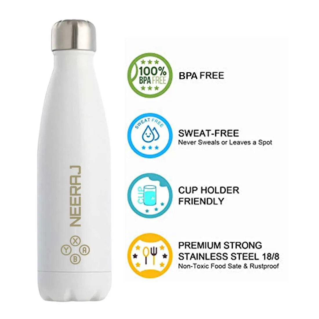 Personalised Drink Bottles Leak Proof Double Insulated Bottle for Office Use  500 ml