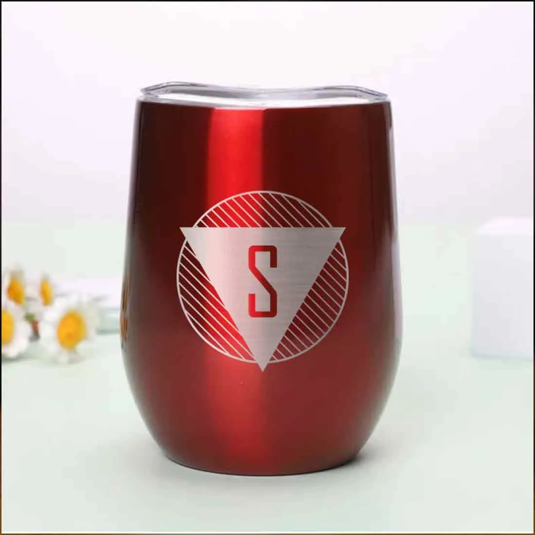 Personalized Coffee Tumbler Stainless Steel Insulated Coffee Mugs for Office Travel Cup - Monogram Triangle