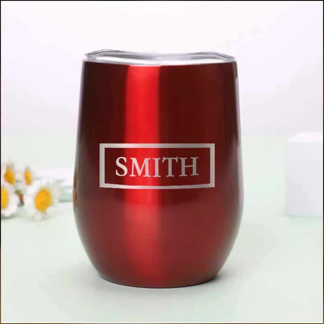 Personalized Travel Coffee Mug Insulated with lid Name Engraved Stainless Steel - Frame