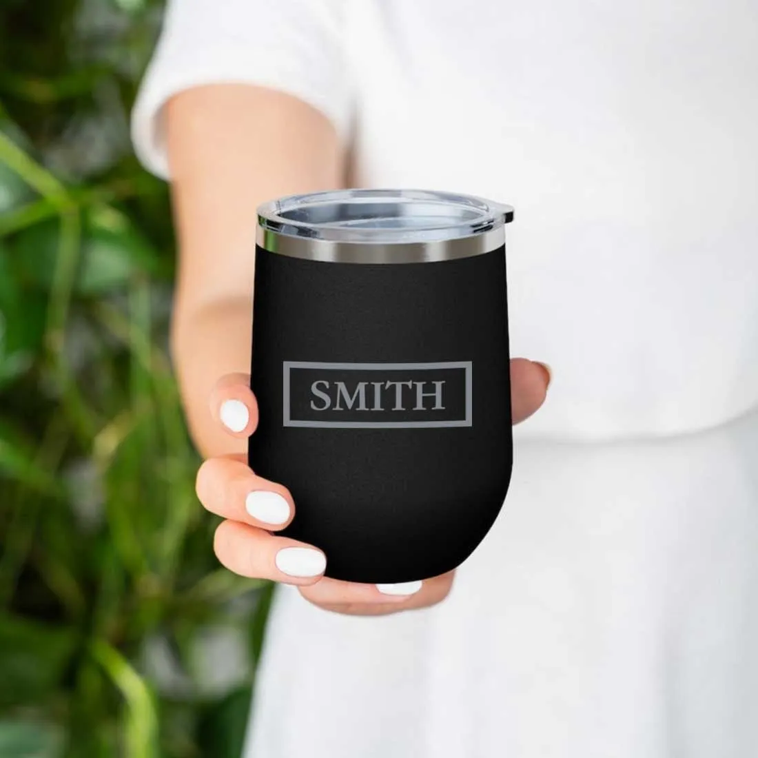 Personalized Travel Coffee Mug Insulated with lid Name Engraved Stainless Steel - Frame