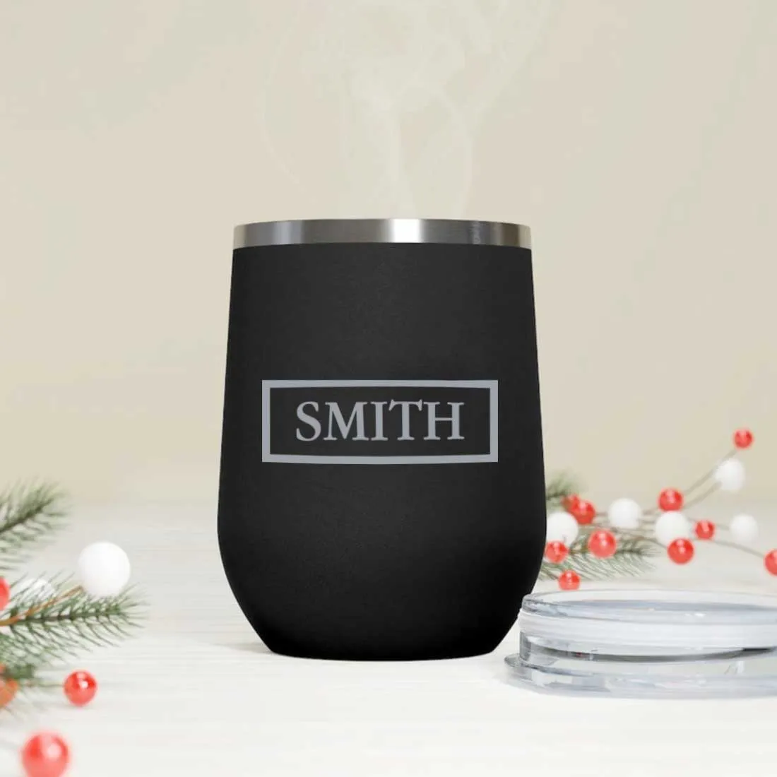 Personalized Travel Coffee Mug Insulated with lid Name Engraved Stainless Steel - Frame