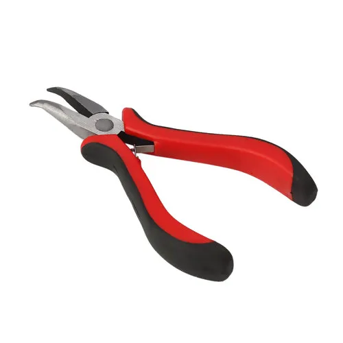 Pliers, Bent Nose, Rubber And Nickel Plated Steel, Red And Black, 13.5cm