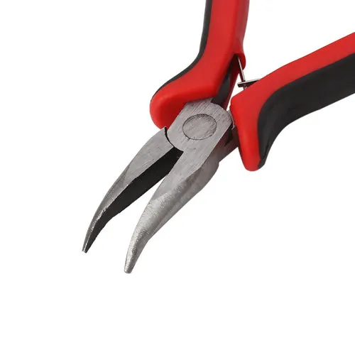 Pliers, Bent Nose, Rubber And Nickel Plated Steel, Red And Black, 13.5cm