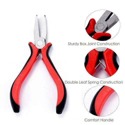 Pliers, Flat Nose, Rubber And Nickel Plated Steel, Black And Red, 12.7cm