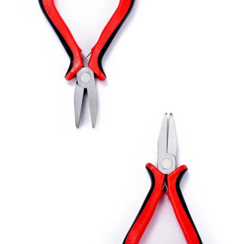 Pliers, Flat Nose, Rubber And Nickel Plated Steel, Black And Red, 12.7cm