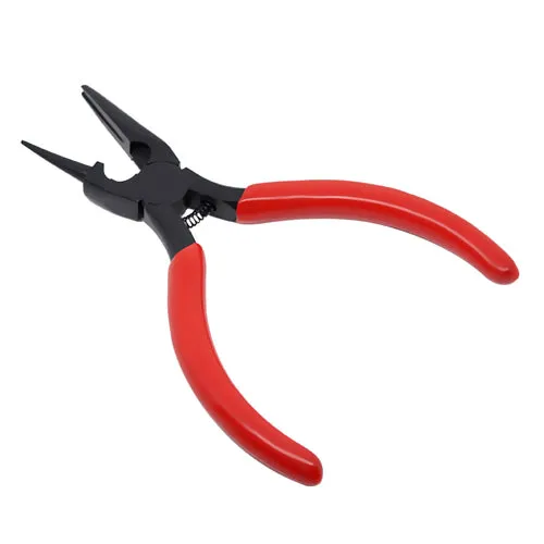 Pliers, Wire Wrapping, Round And Concave, Stainless Steel And Rubber, Red, 12.5cm