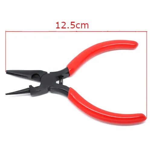 Pliers, Wire Wrapping, Round And Concave, Stainless Steel And Rubber, Red, 12.5cm