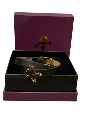 Prince – Official Estate Leather Bracelet Love Symbol Gold Plated Boxed