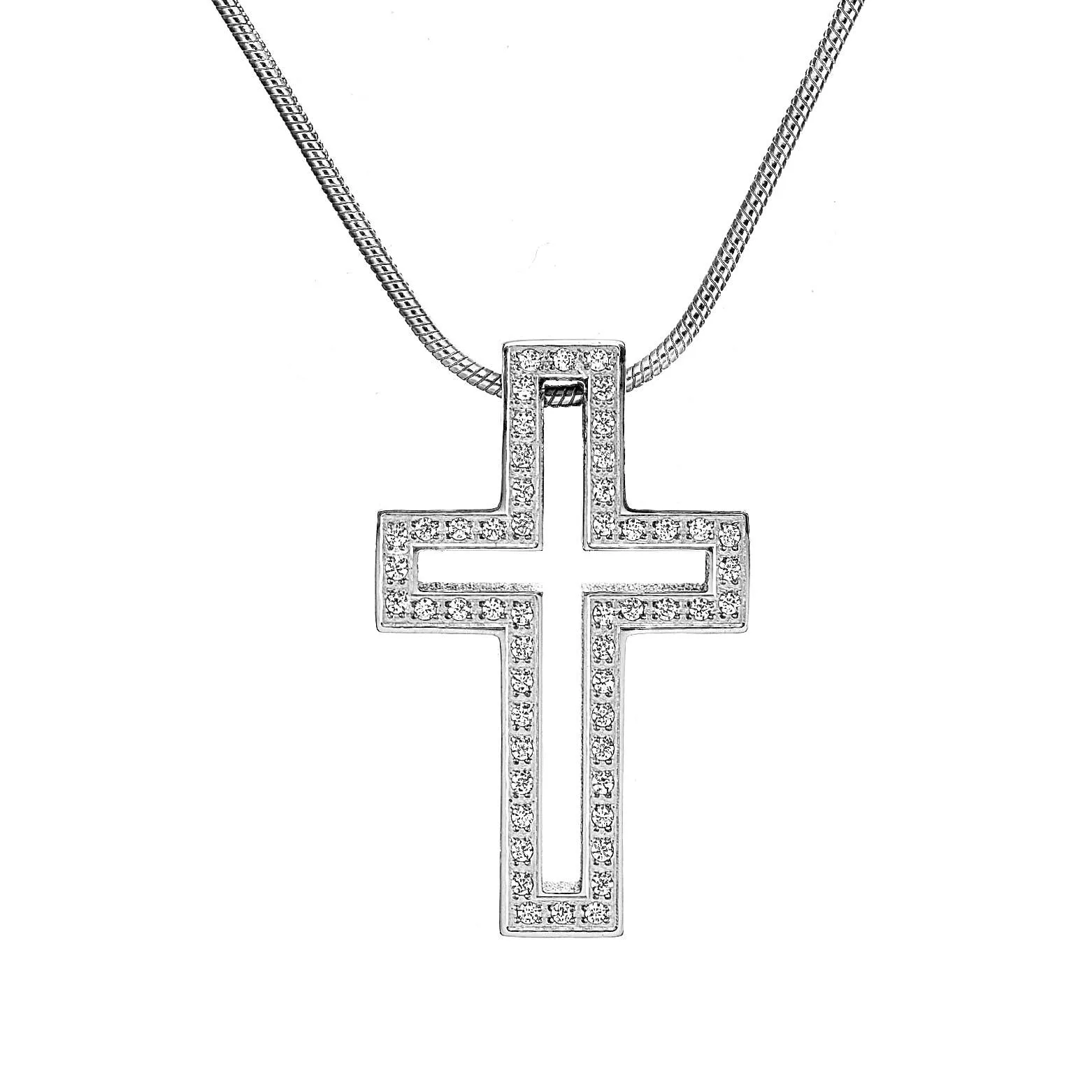 PT098W B.Tiff Lumière Cross Stainless Steel Pendant