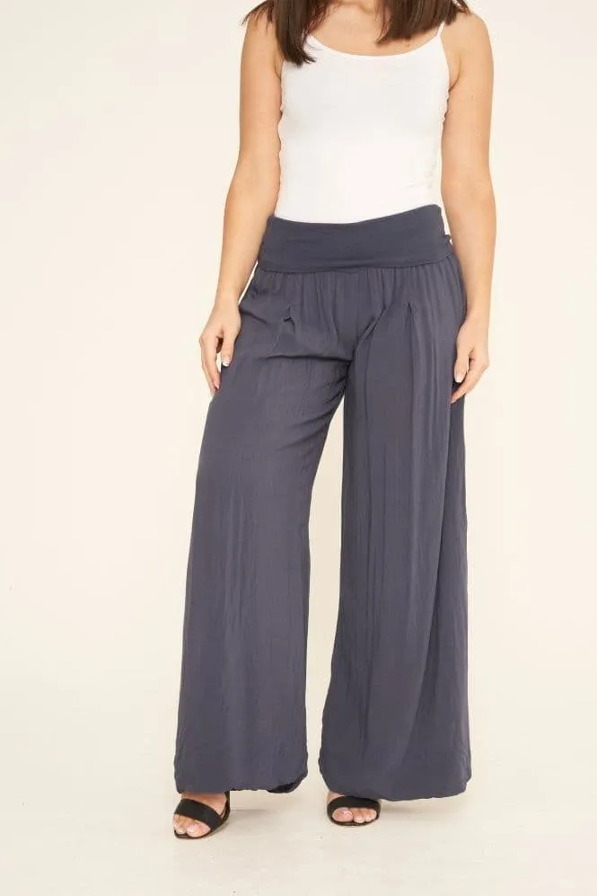 PUFFBALL LINED COTTON TROUSERS NAVY SMALL