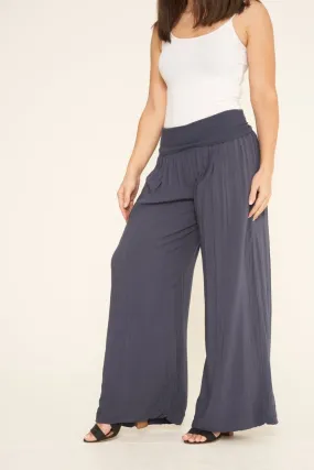 PUFFBALL LINED COTTON TROUSERS NAVY SMALL