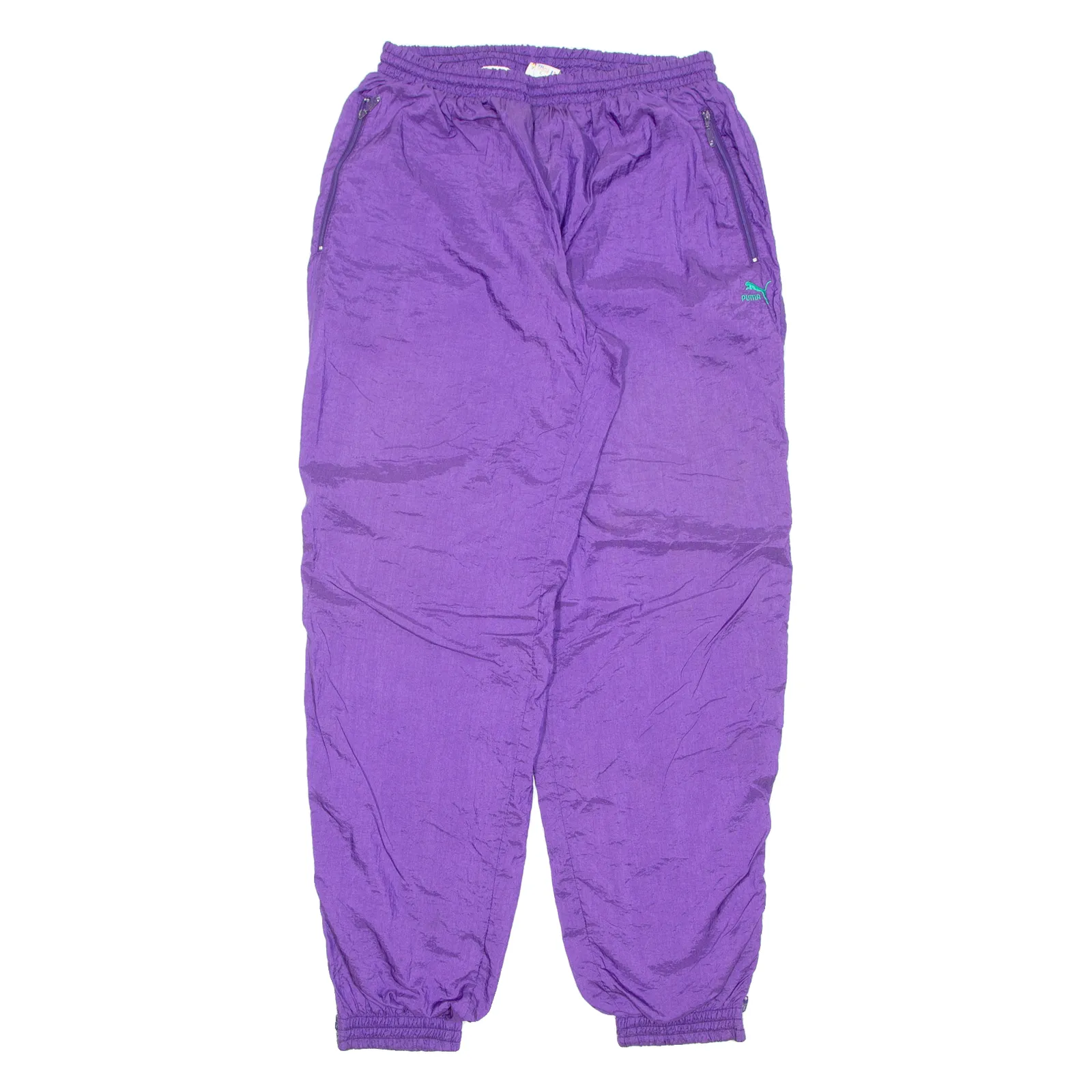 PUMA Lined Womens Track Pants Purple Tapered L W29 L32