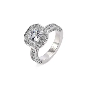 RG128W B.Tiff Areolo II 1 ct Stainless Steel Cushion Cut Halo Engagement Ring