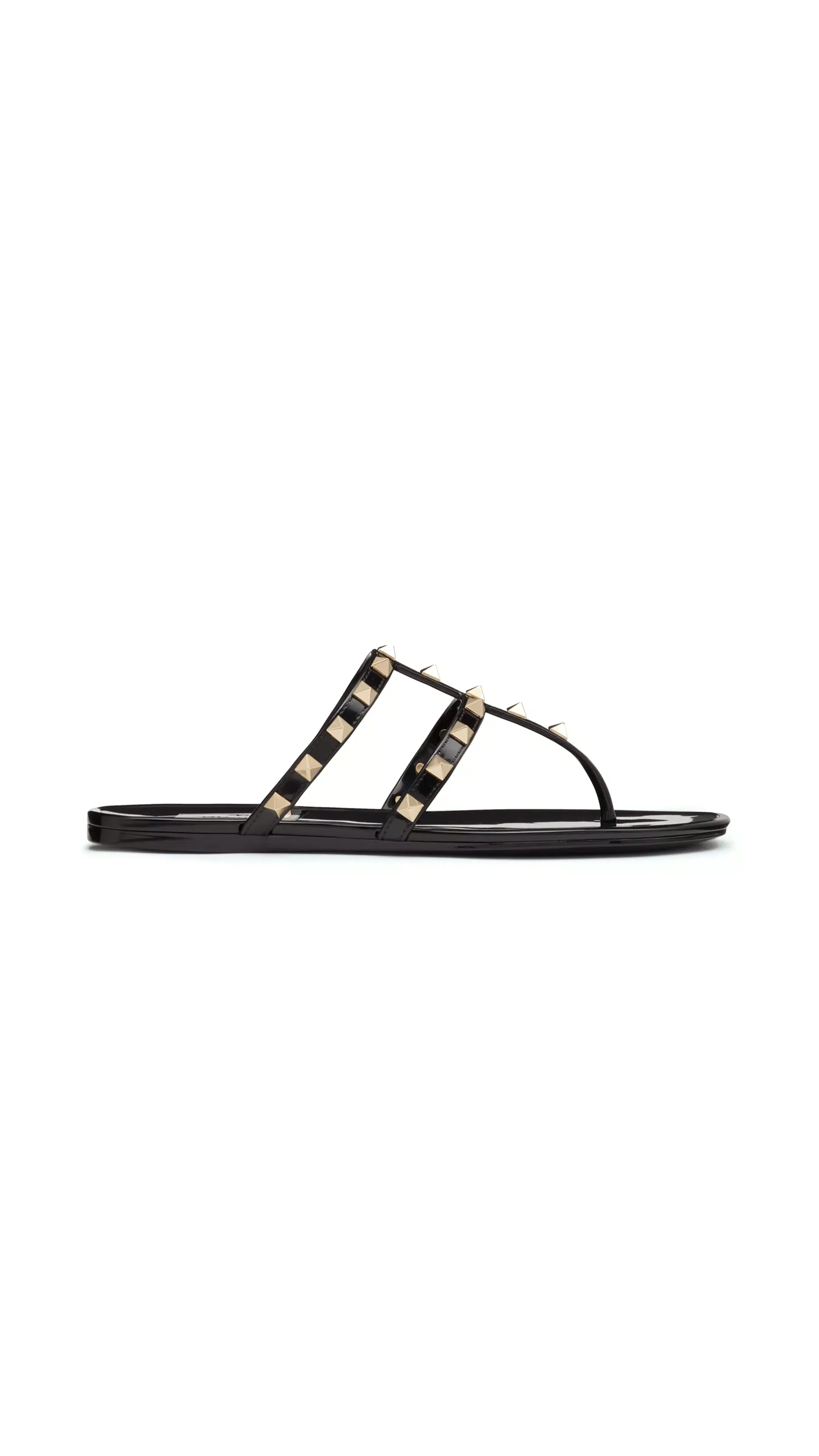 Rockstud Flat Rubber Sandal - Black