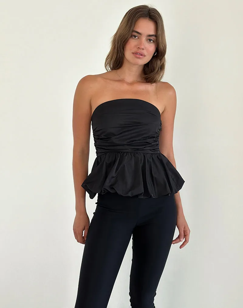 Sabita Puffball Bandeau Top in Black