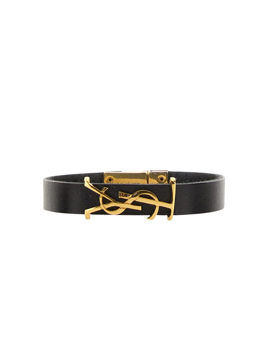 SAINT LAURENT    LEATHER LOGO BRACELET