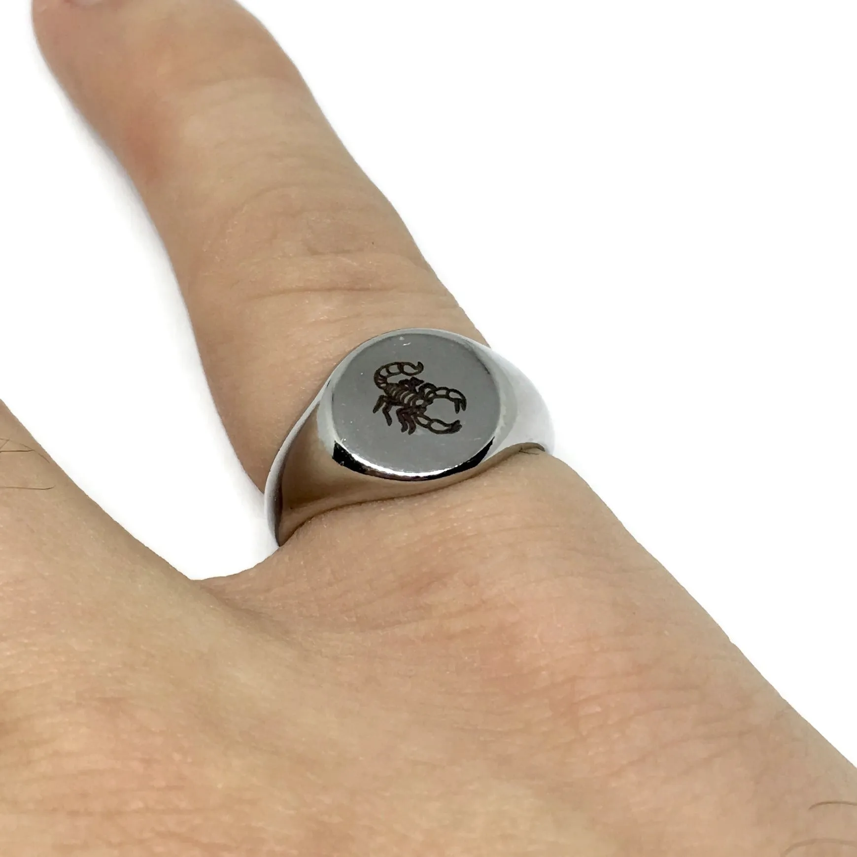 Scorpion Steel Signet Ring