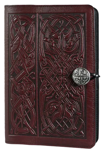 Small Leather Journal - Celtic Hounds in Wine