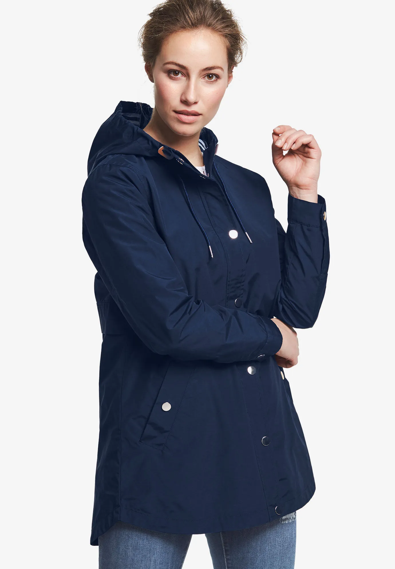 Snap-Front Hooded Raincoat