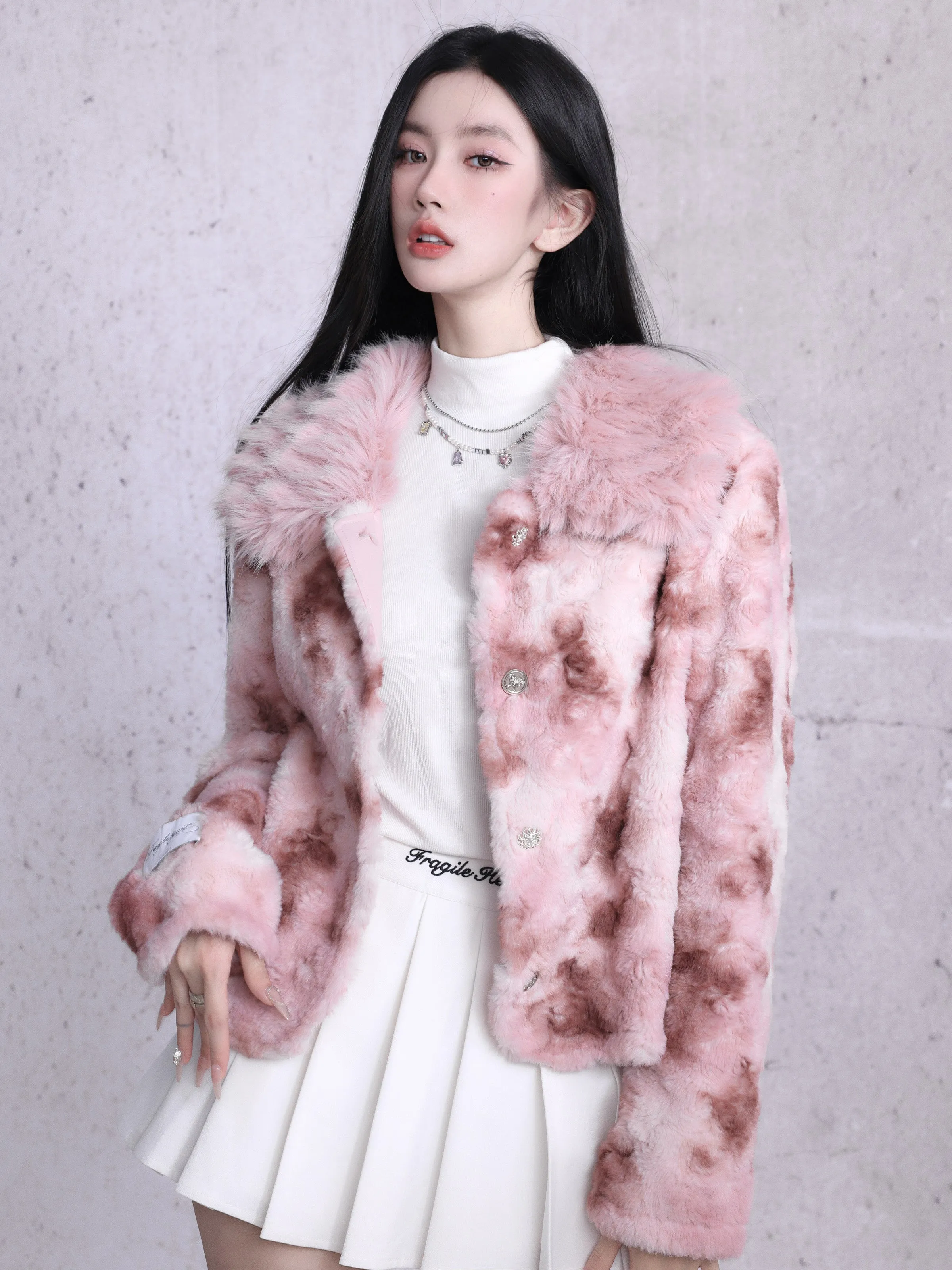 Speckled Fur Elegant Fluffily Jacket