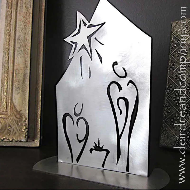 Standing Nativity in Stainless Steel