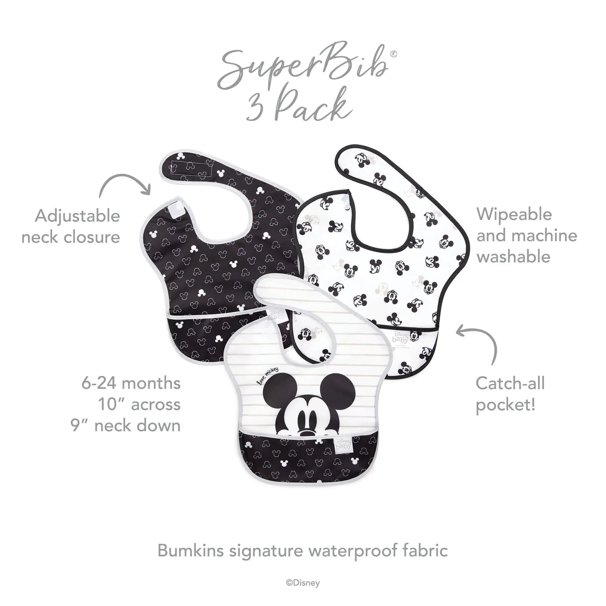 SuperBib 3 Pack: Love, Mickey