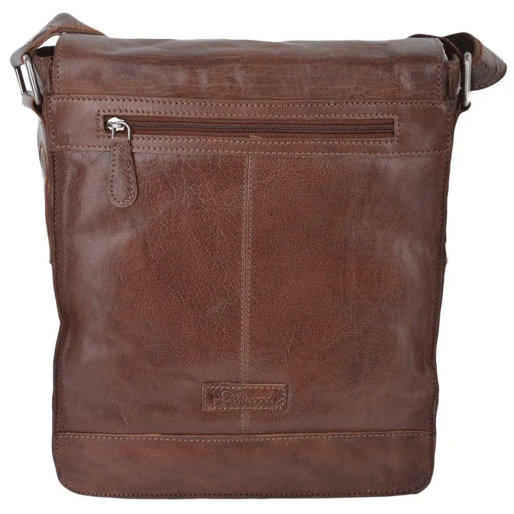 Tan Medium Leather Messenger Bag