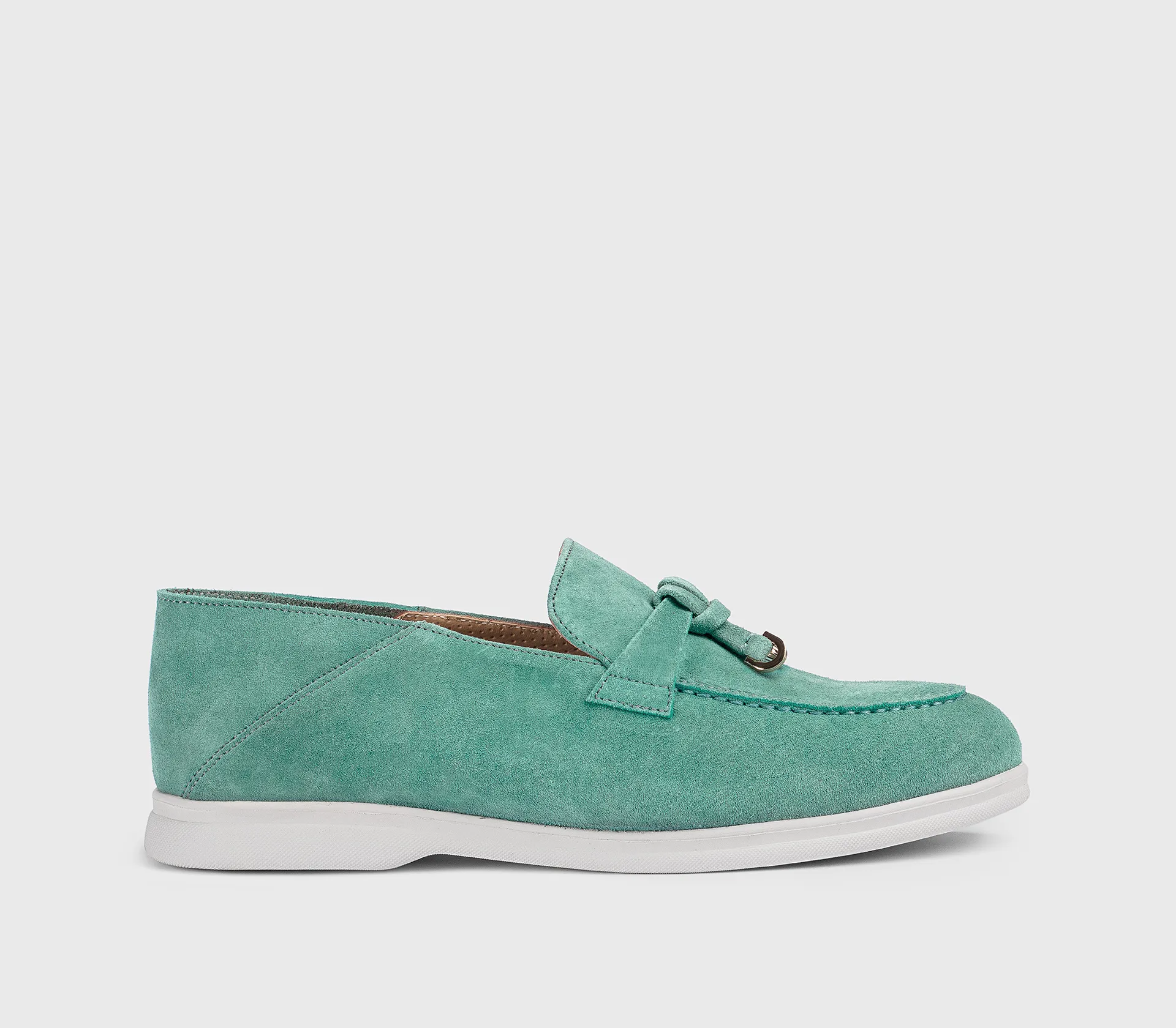 Teal suede moccasin