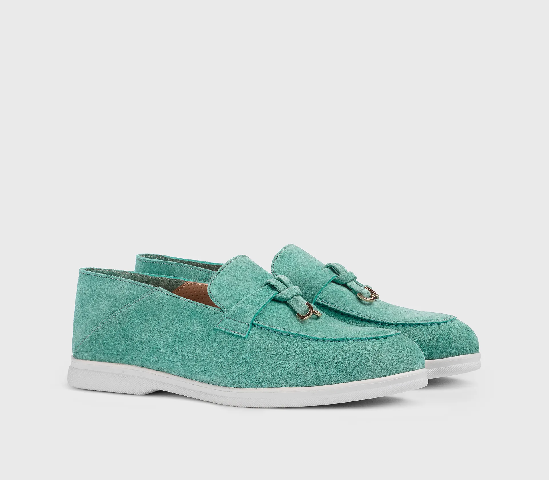 Teal suede moccasin