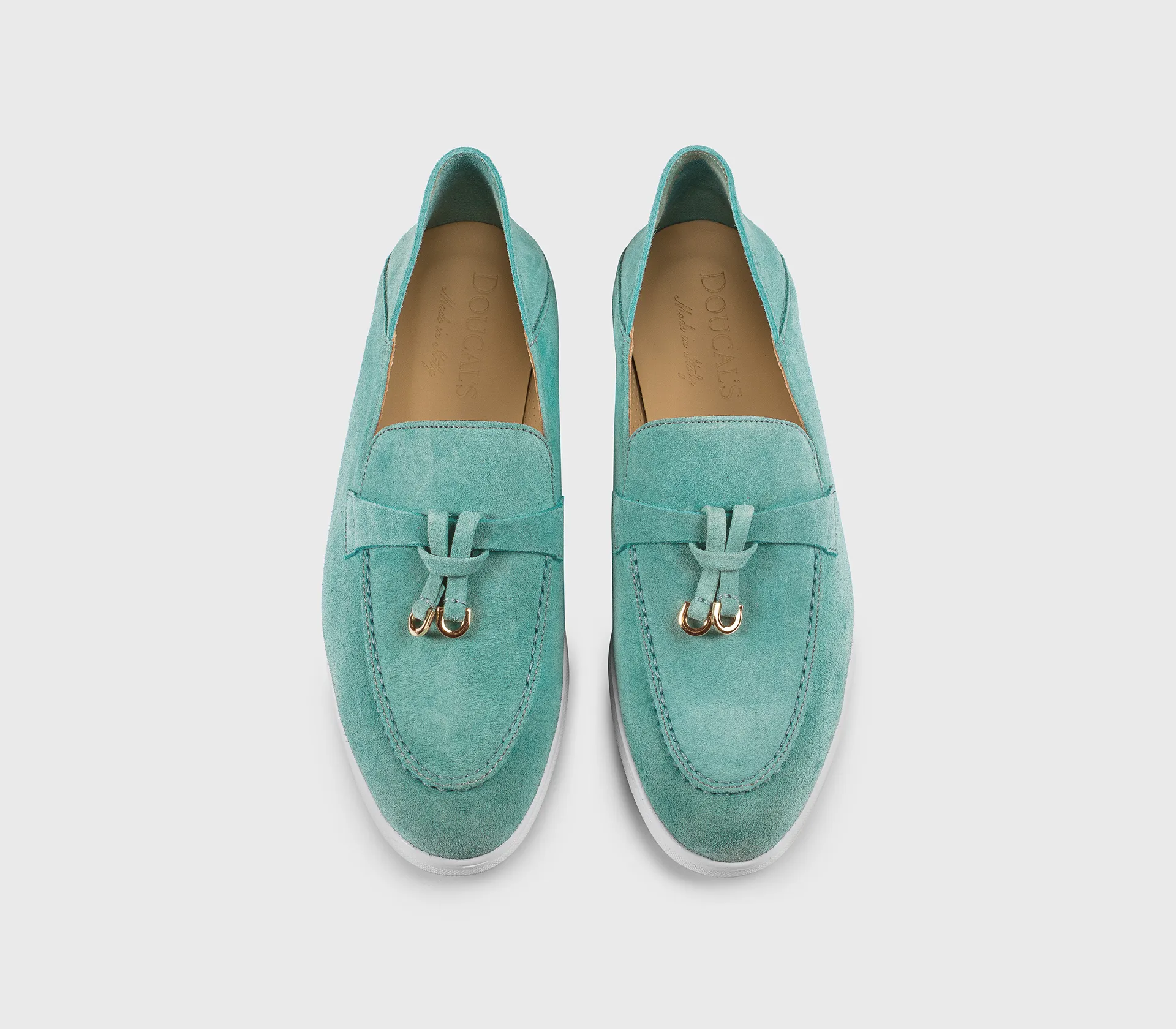 Teal suede moccasin