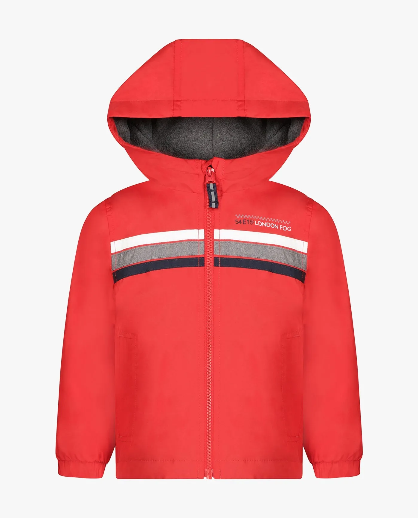 TODDLER BOYS ZIP FRONT HOODED SPORTY STRIPE RAINCOAT