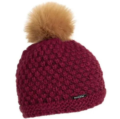 Turtle Fur Women's Snowfall Sherpasoft Interior Lined Faux Fur Pom Knit Beanie