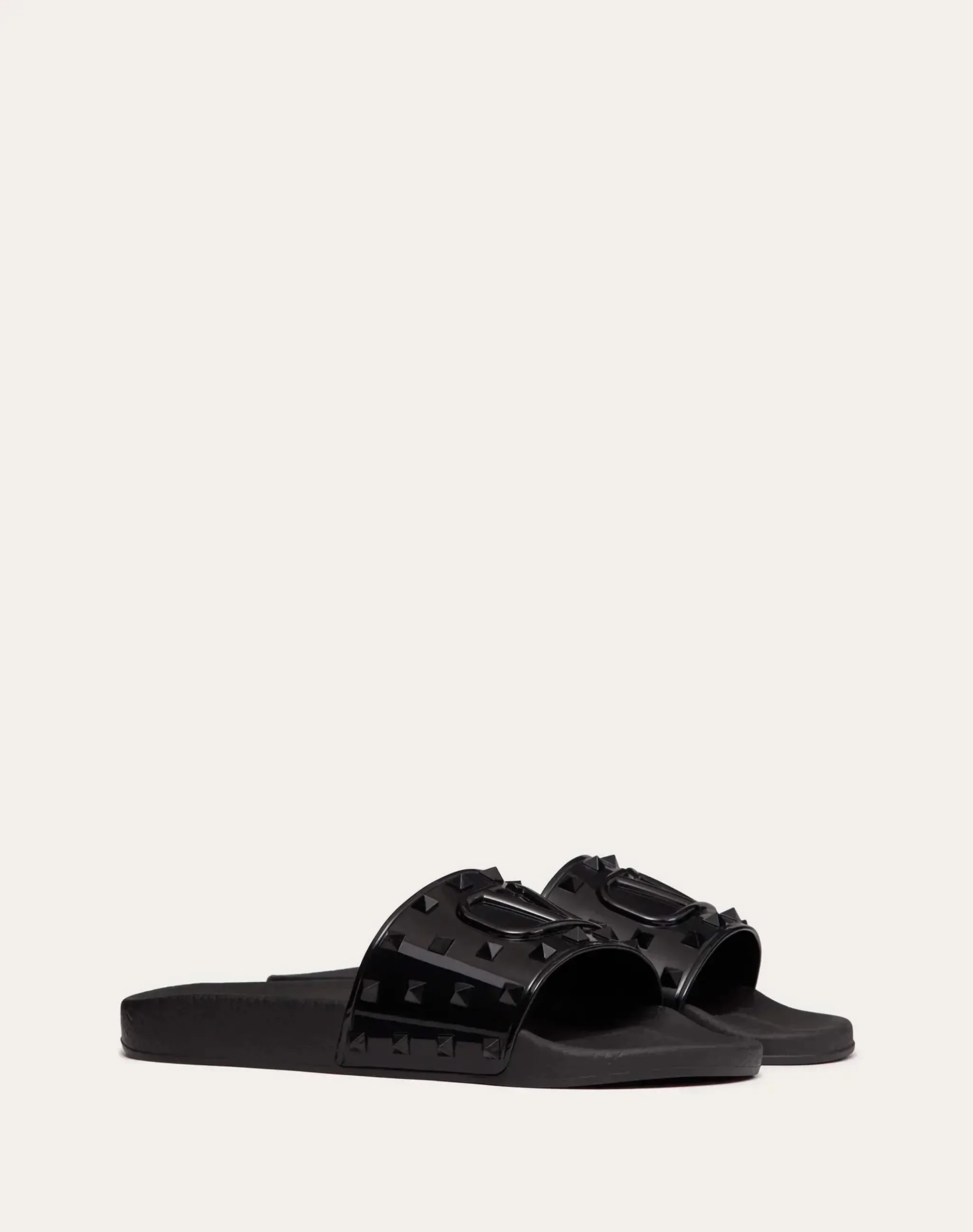 Valentino Rubber Summer Vlogo Signature Slide Sandal Black