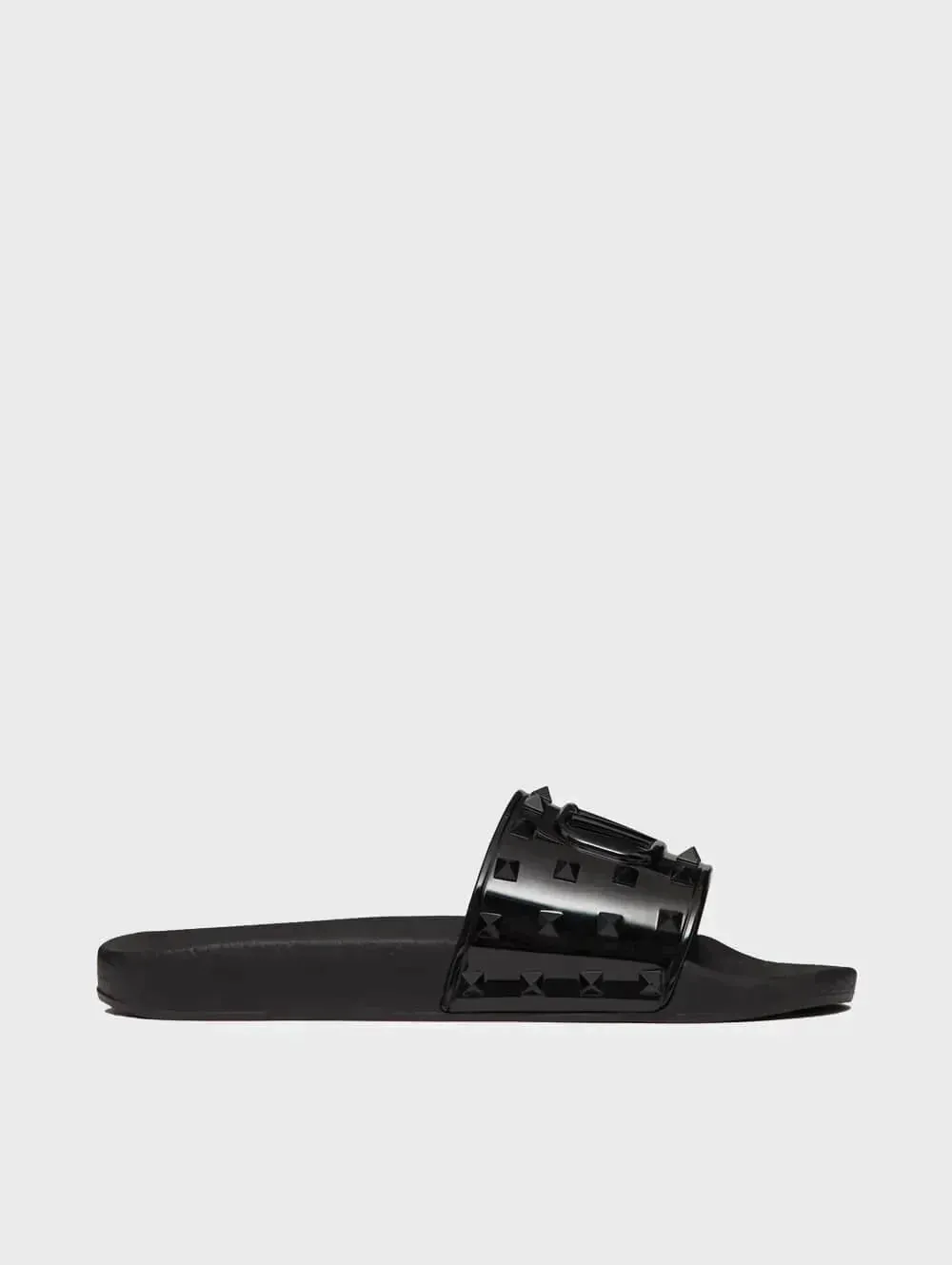 Valentino Rubber Summer Vlogo Signature Slide Sandal Black