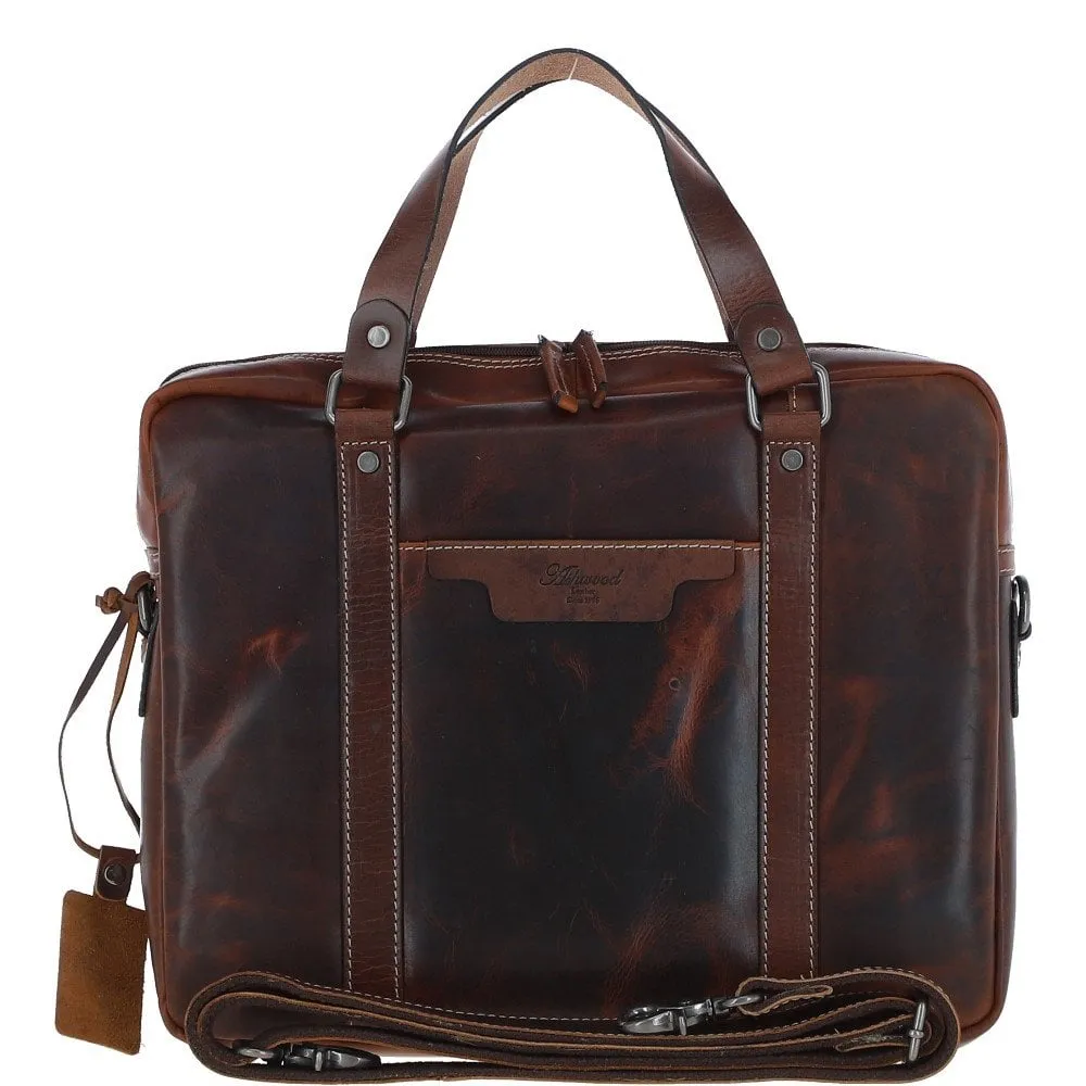 Vintage Brown Leather Laptop Messenger Bag