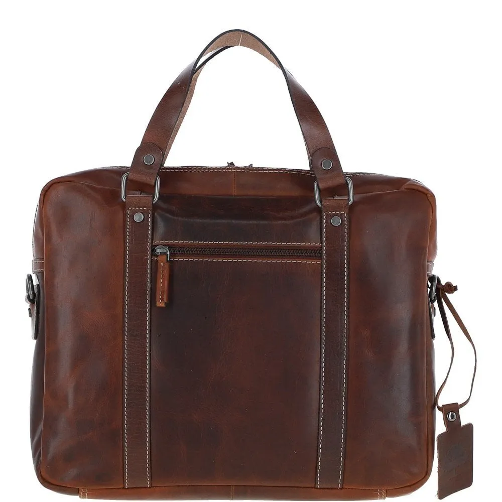 Vintage Brown Leather Laptop Messenger Bag