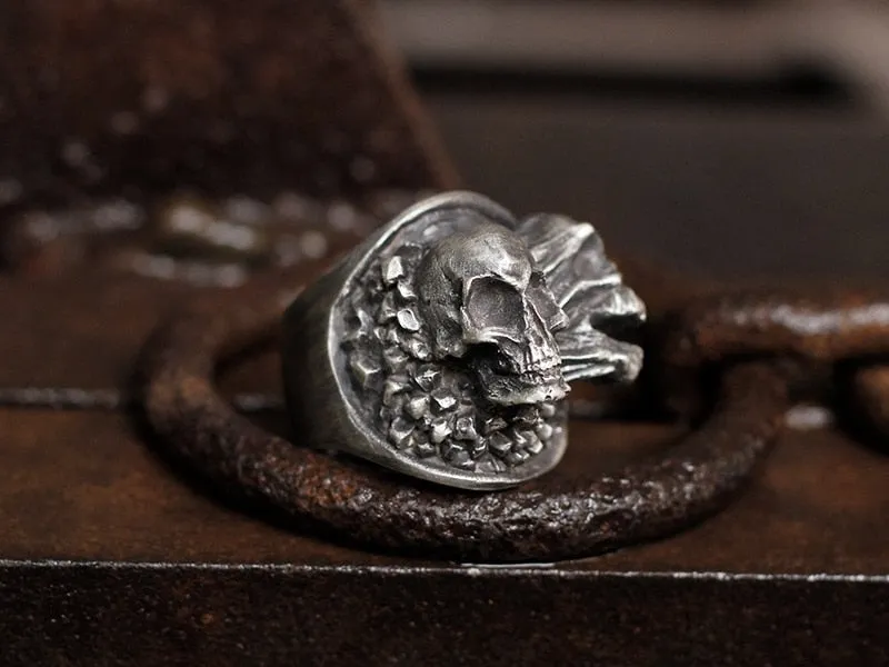 Vintage Stainless Steel Transforming Skull Ring