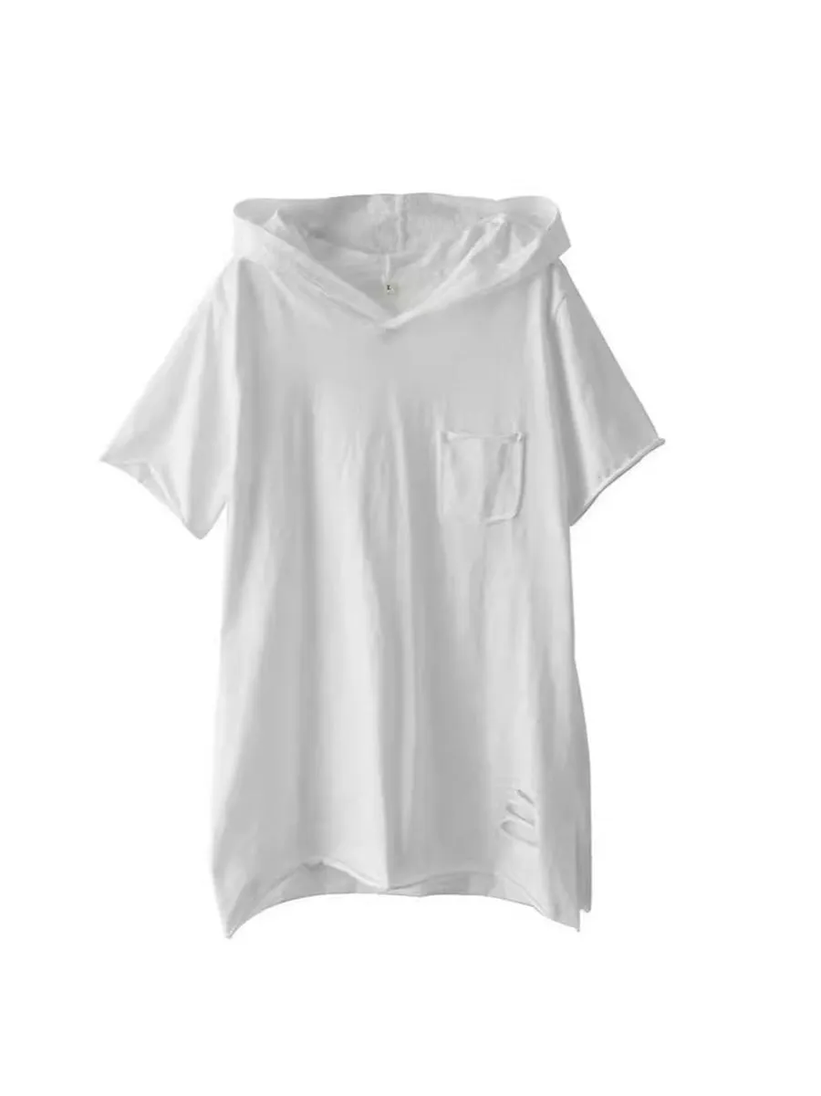 Women Summer Solid Hooded Casual Cotton Shirts SC1004