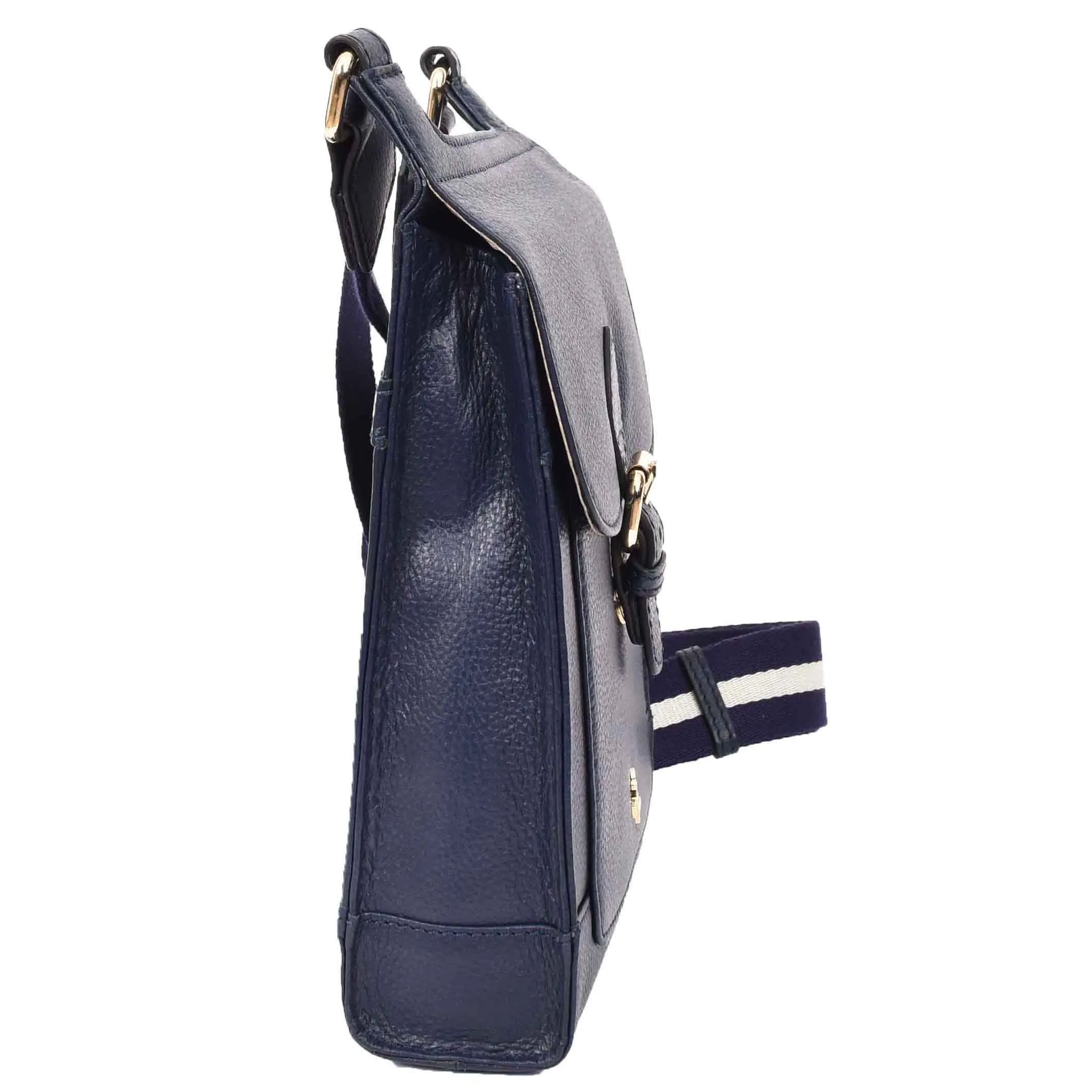 Womens Cross Body Leather Messenger Travel Bag HOL33 Navy