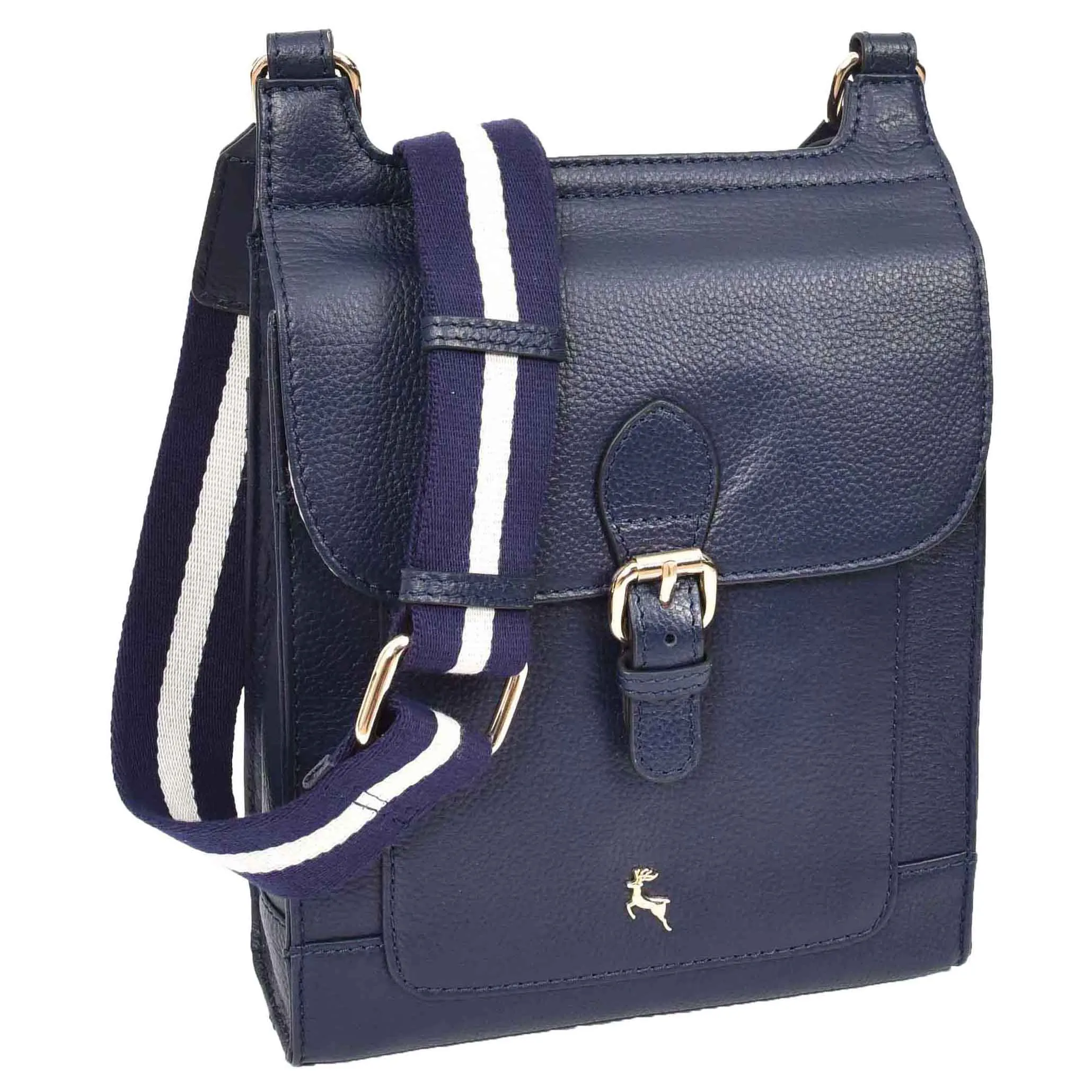 Womens Cross Body Leather Messenger Travel Bag HOL33 Navy