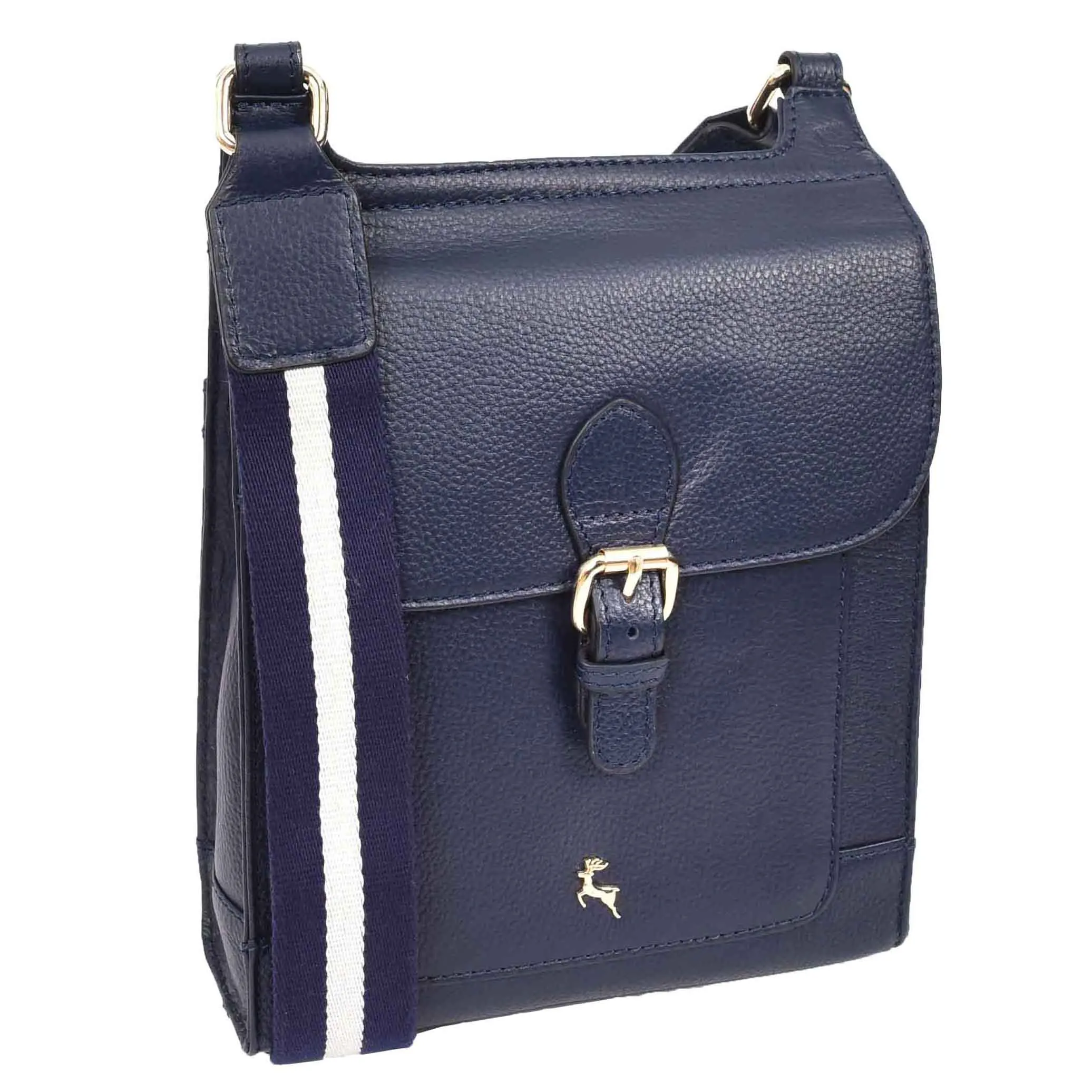 Womens Cross Body Leather Messenger Travel Bag HOL33 Navy