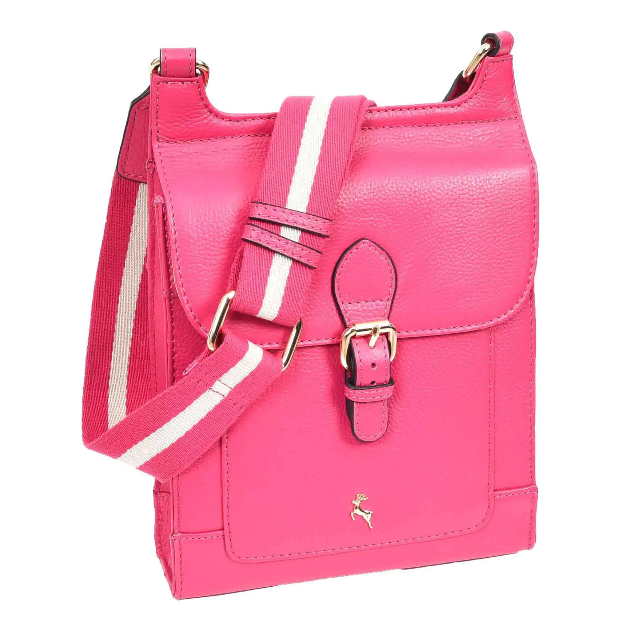 Womens Cross Body Leather Messenger Travel Bag HOL33 Pink